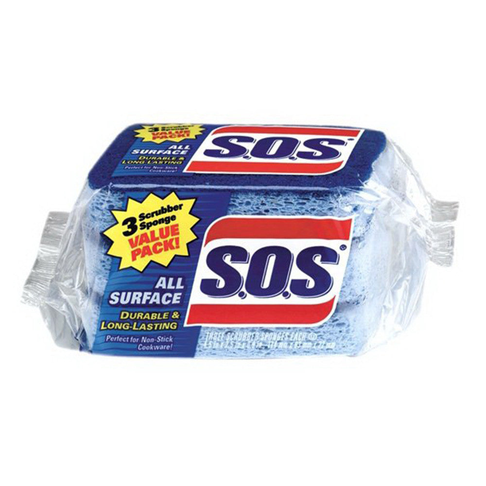 S.O.S All Surface Scrubber Sponge, 3 Ea